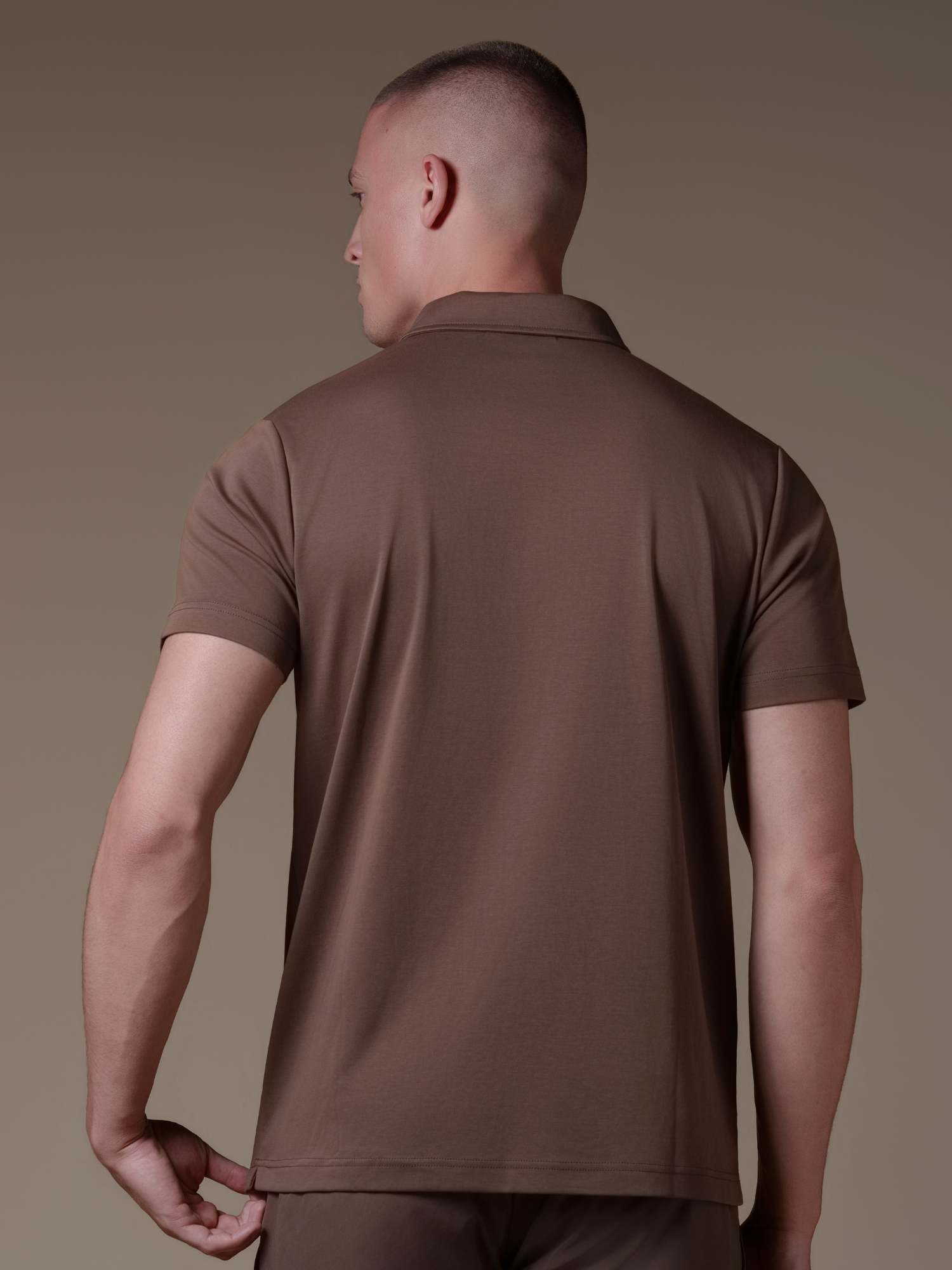 Lux Zipper Polo - Brown