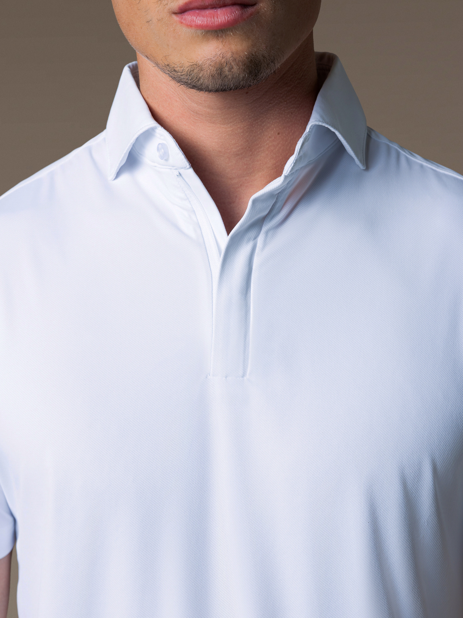 Tech Zipper Polo - White