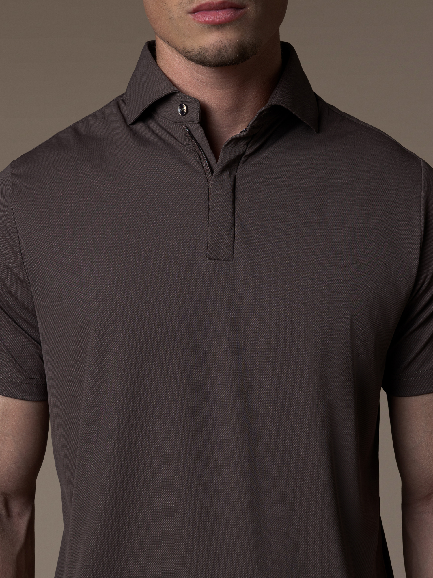 Tech Zipper Polo - Mocha