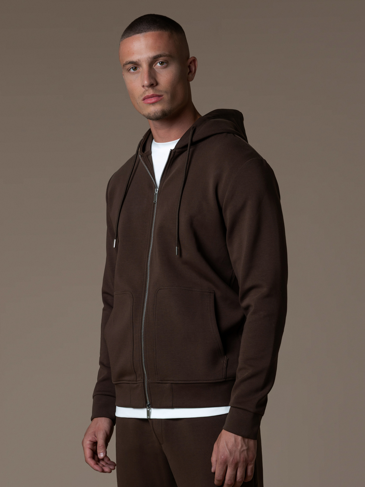 Interlock Flow Zip Hoodie - Brown