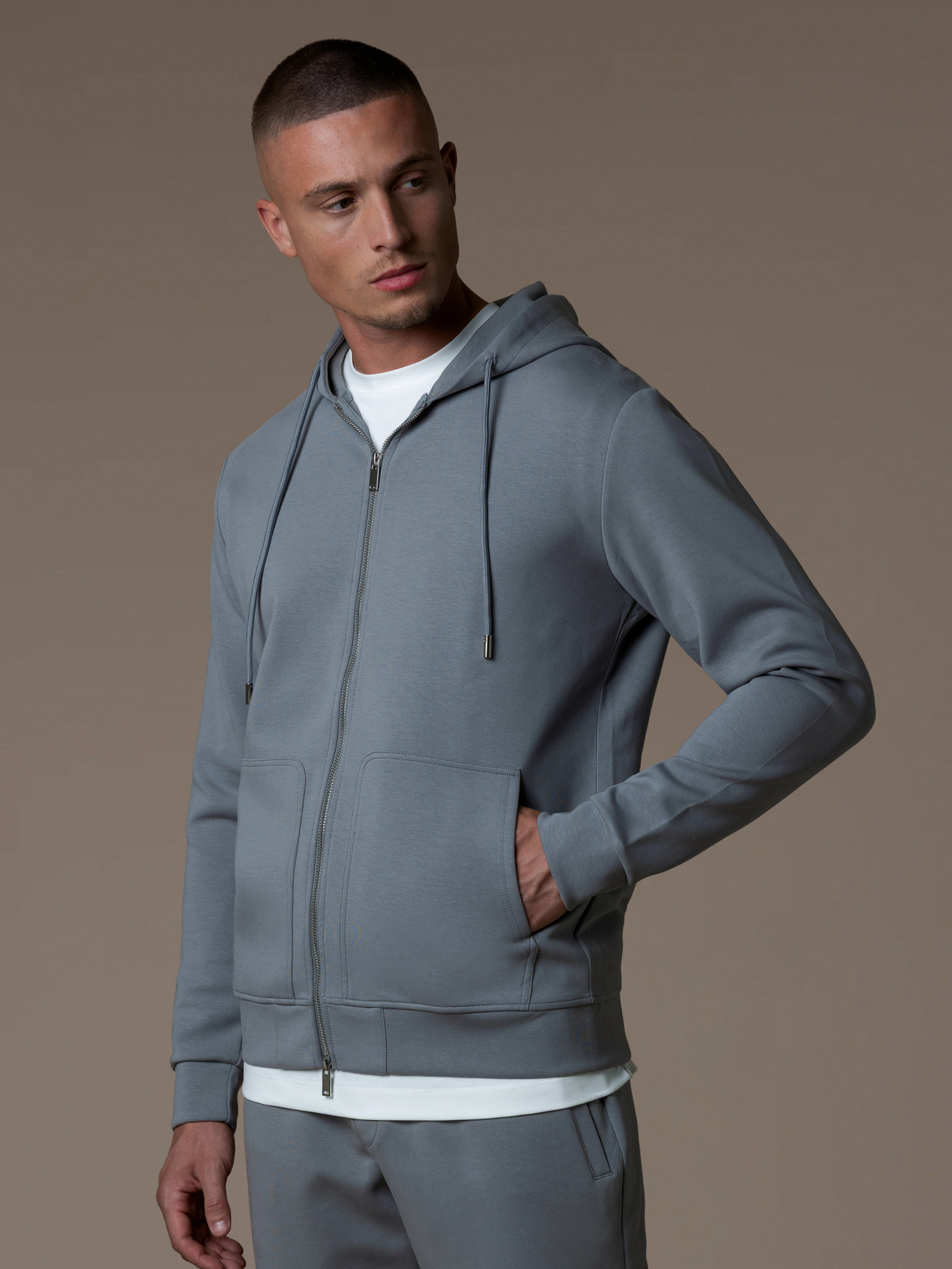 Interlock Flow Zip Hoodie - Grey