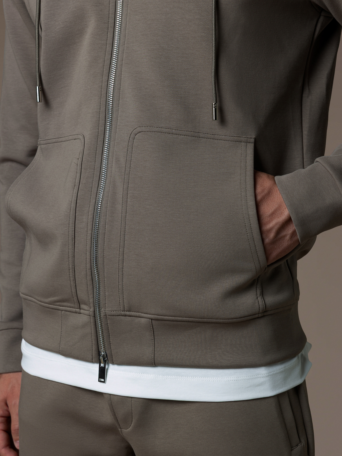Interlock Flow Zip Hoodie - Taupe