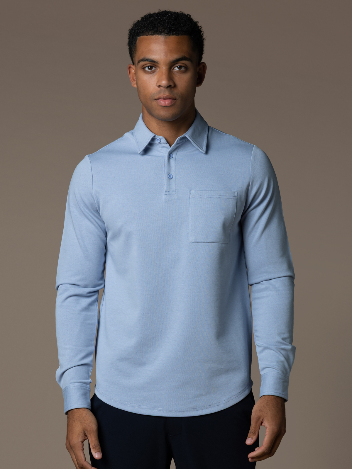 Como Longsleeve Polo - Light Blue
