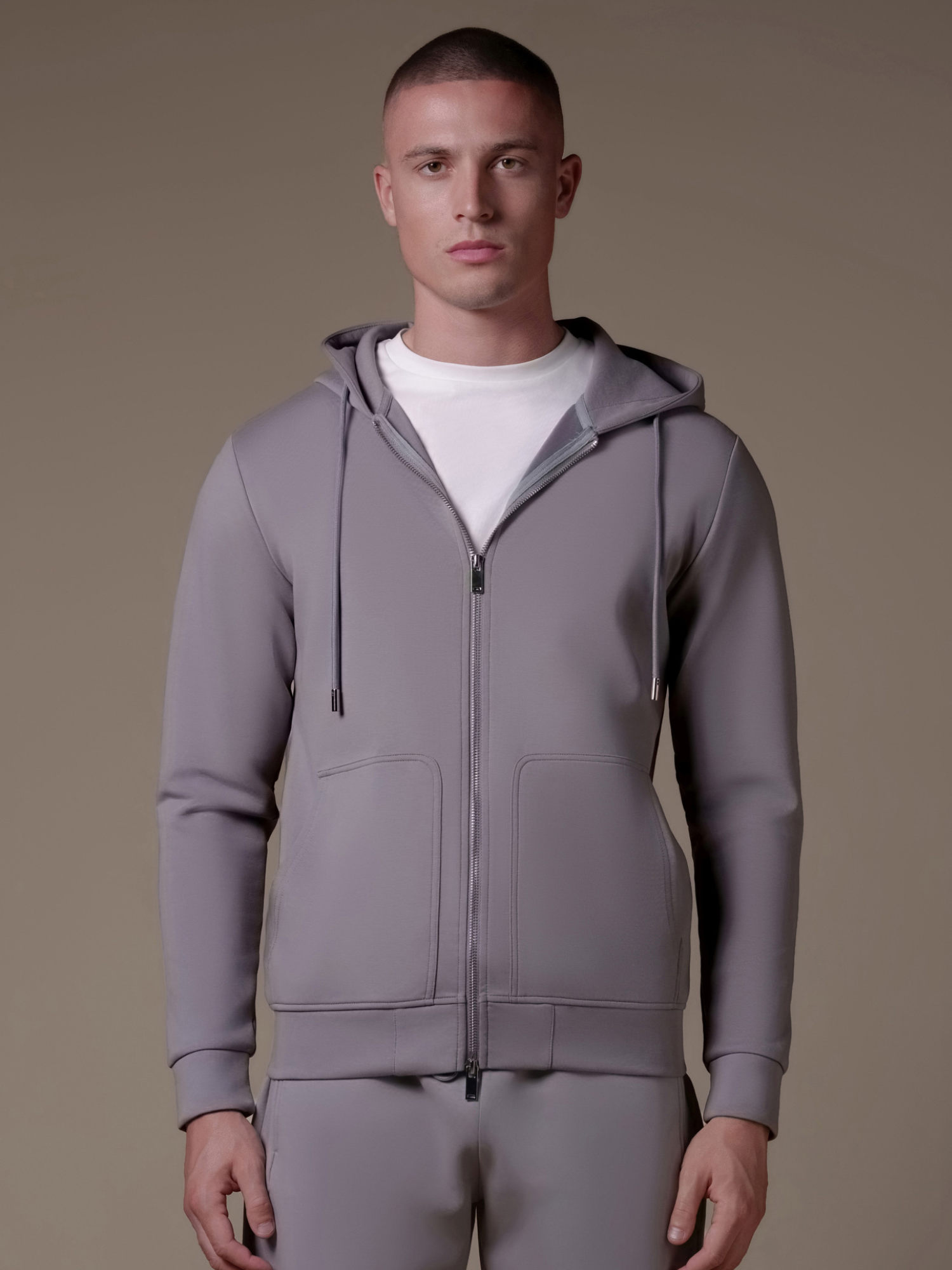 Interlock Flow Zip Hoodie - Grey