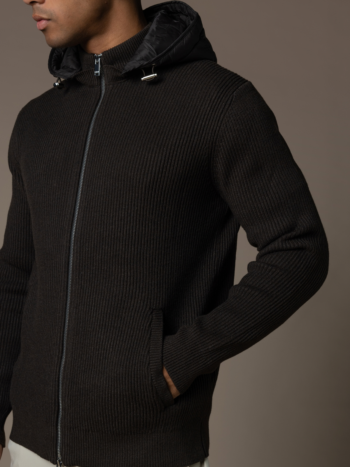 Hybrid Rib Jacket - Brown