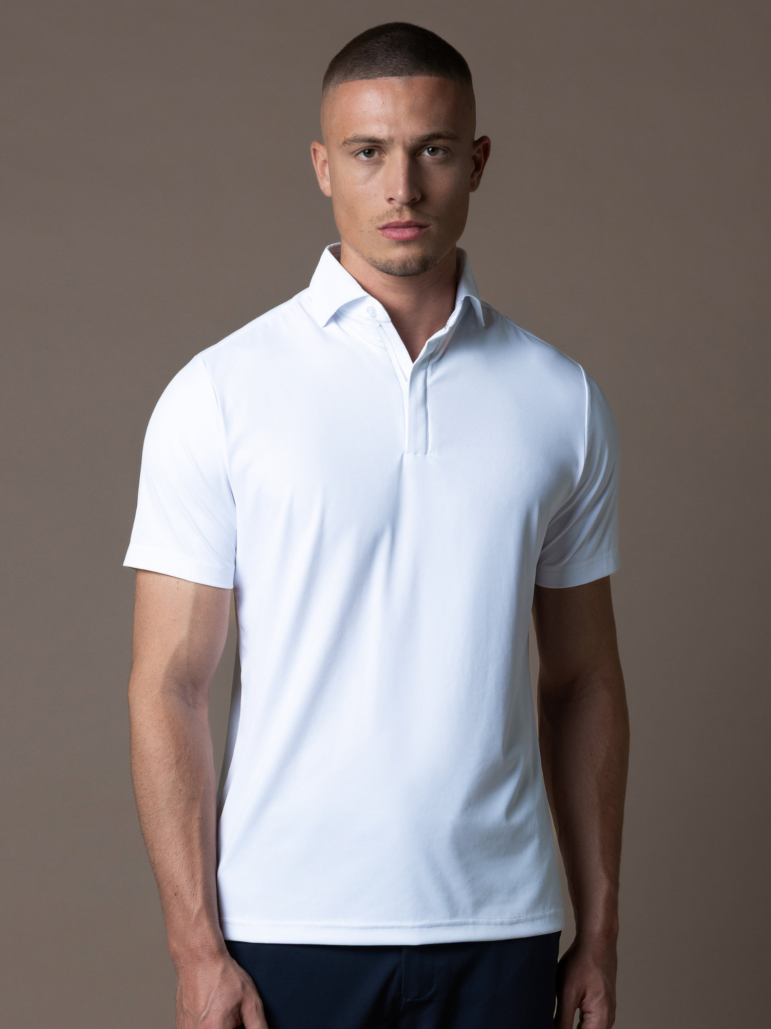 Tech Zipper Polo - White