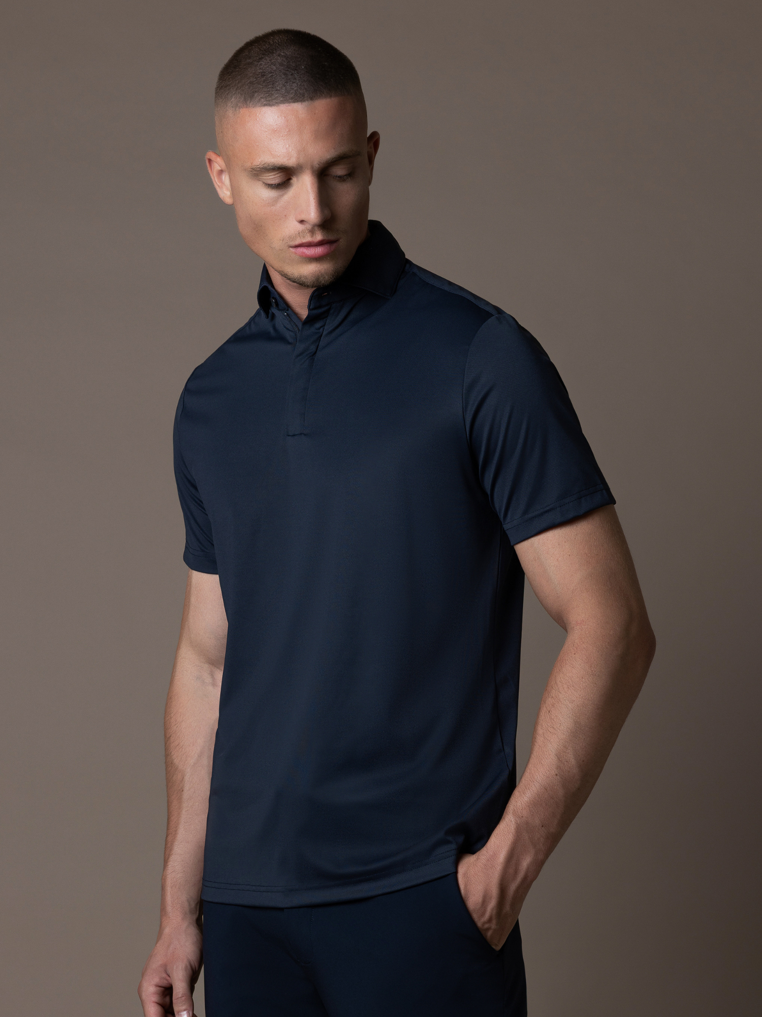 Tech Zipper Polo - Navy
