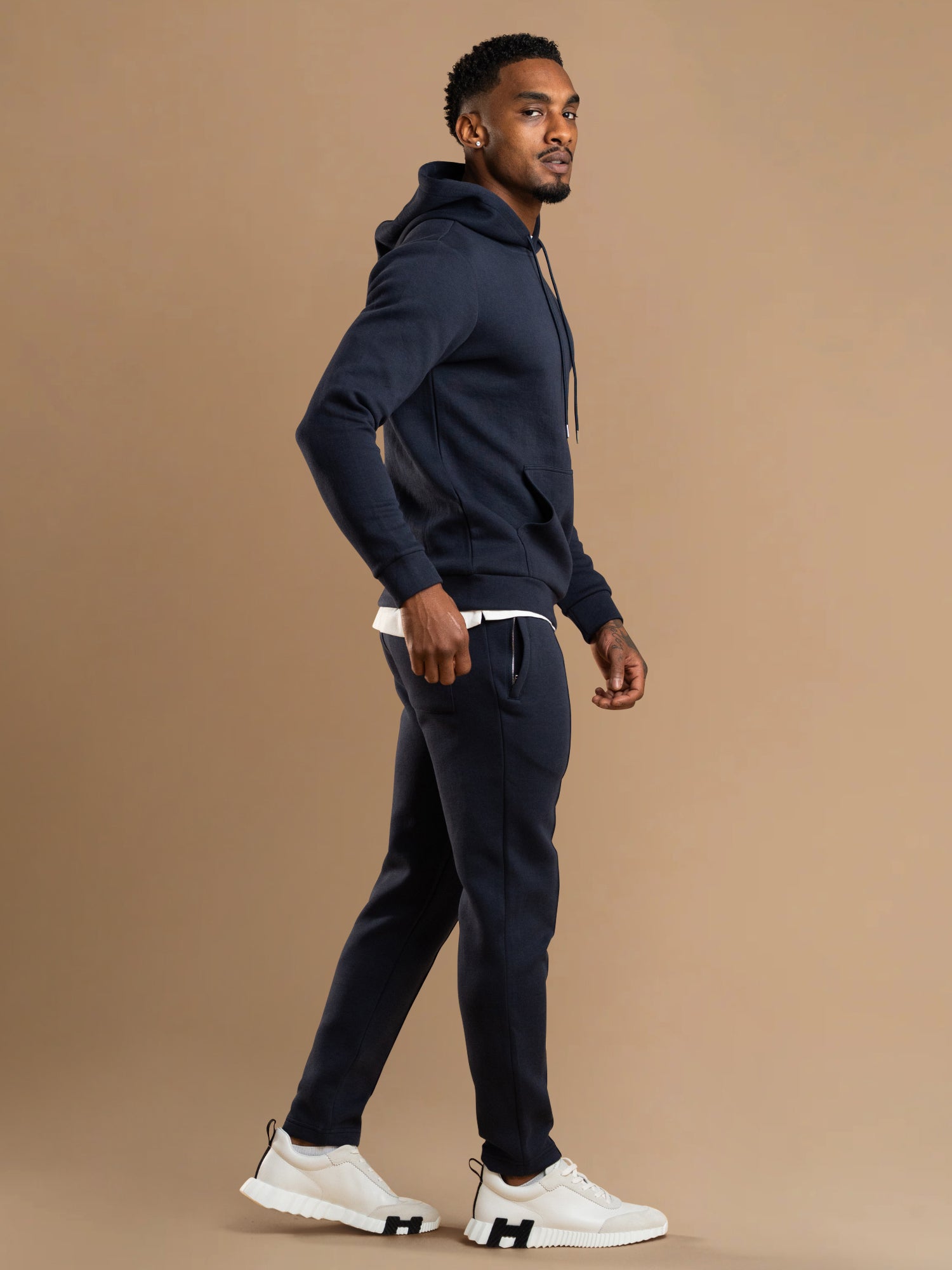 Essential Interlock Hoodie - Navy