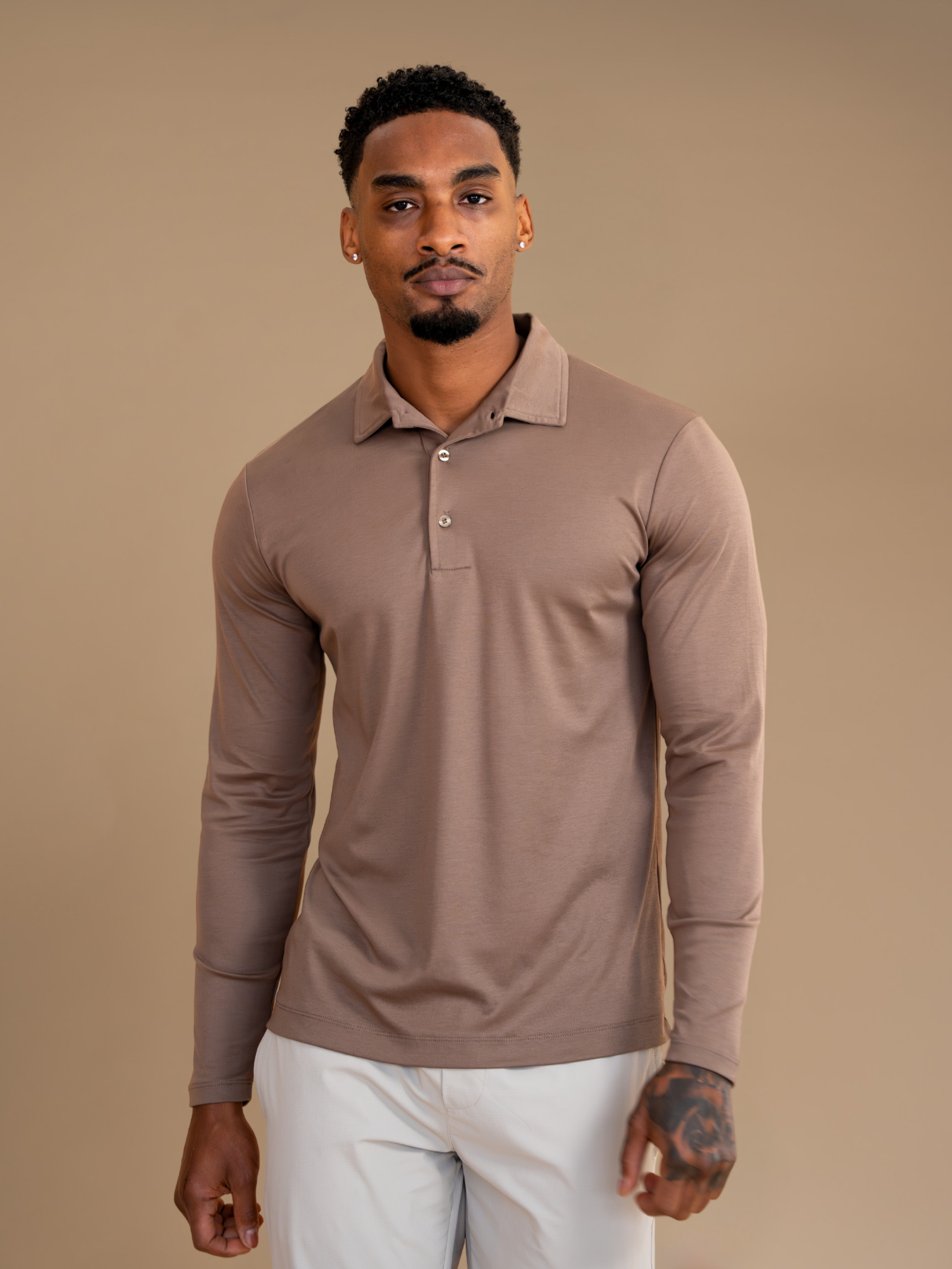 Lux Longsleeve Polo - Mocca