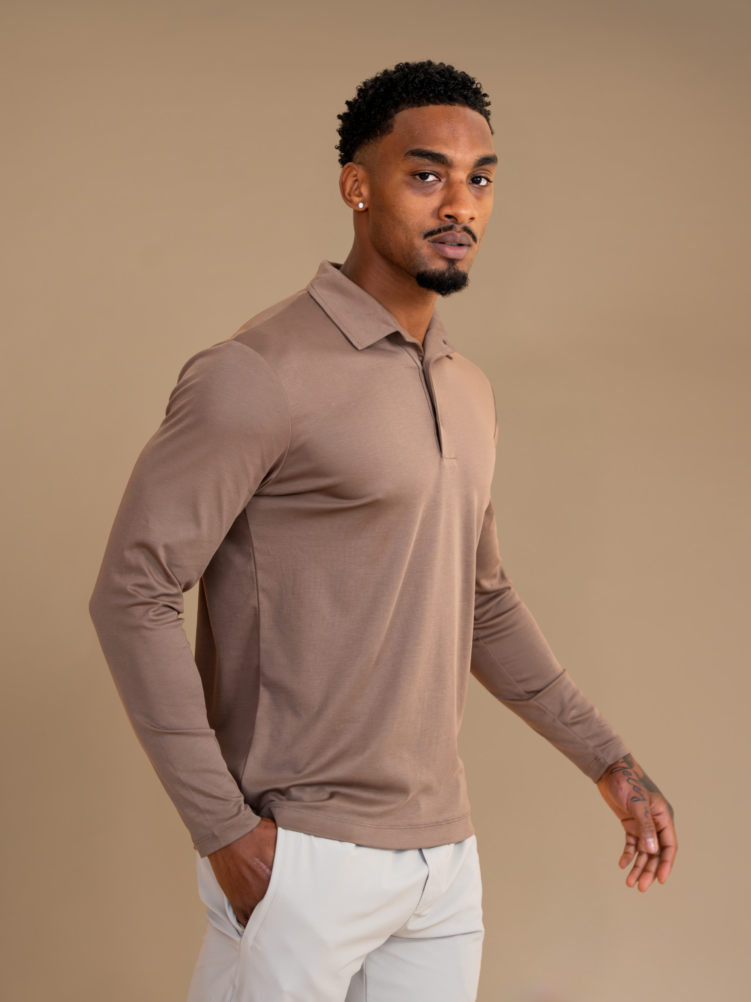 Lux Longsleeve Polo - Mocca