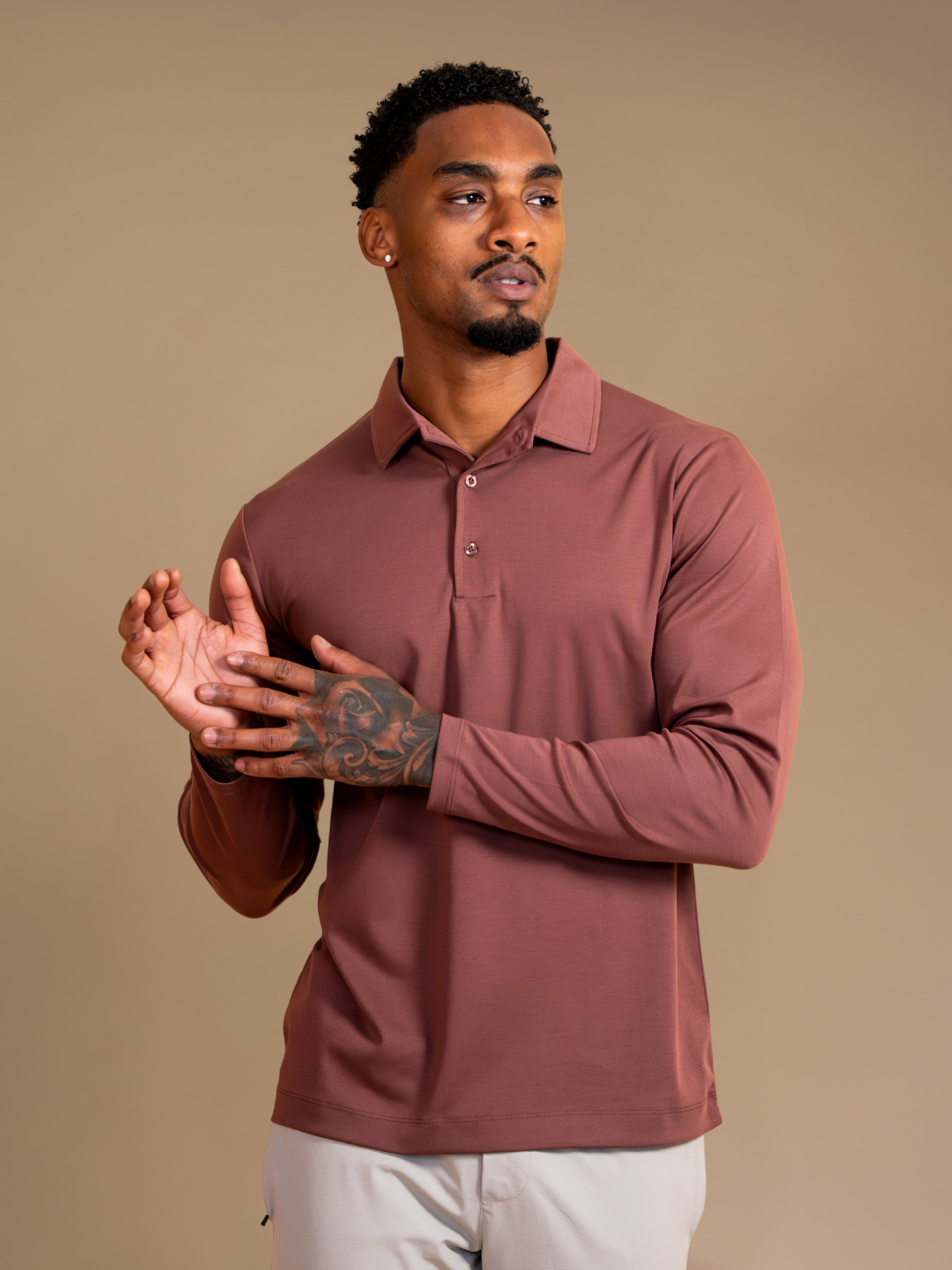 Lux Longsleeve Polo - Maroon