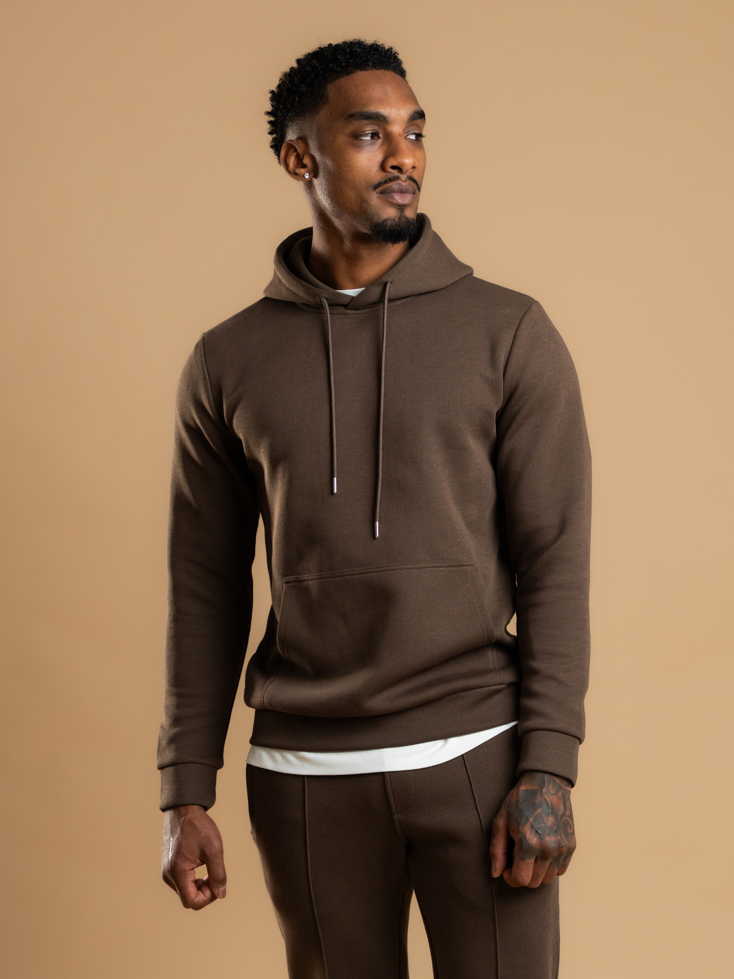 Essential Interlock Hoodie - Brown