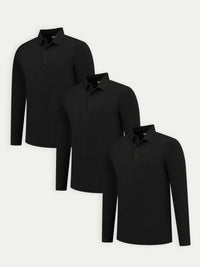 Lux Longsleeve Polo - Mixed 3 Pack - Black