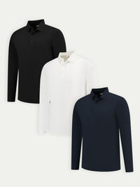 Lux Longsleeve Polo - Mixed 3 Pack - Core Basics