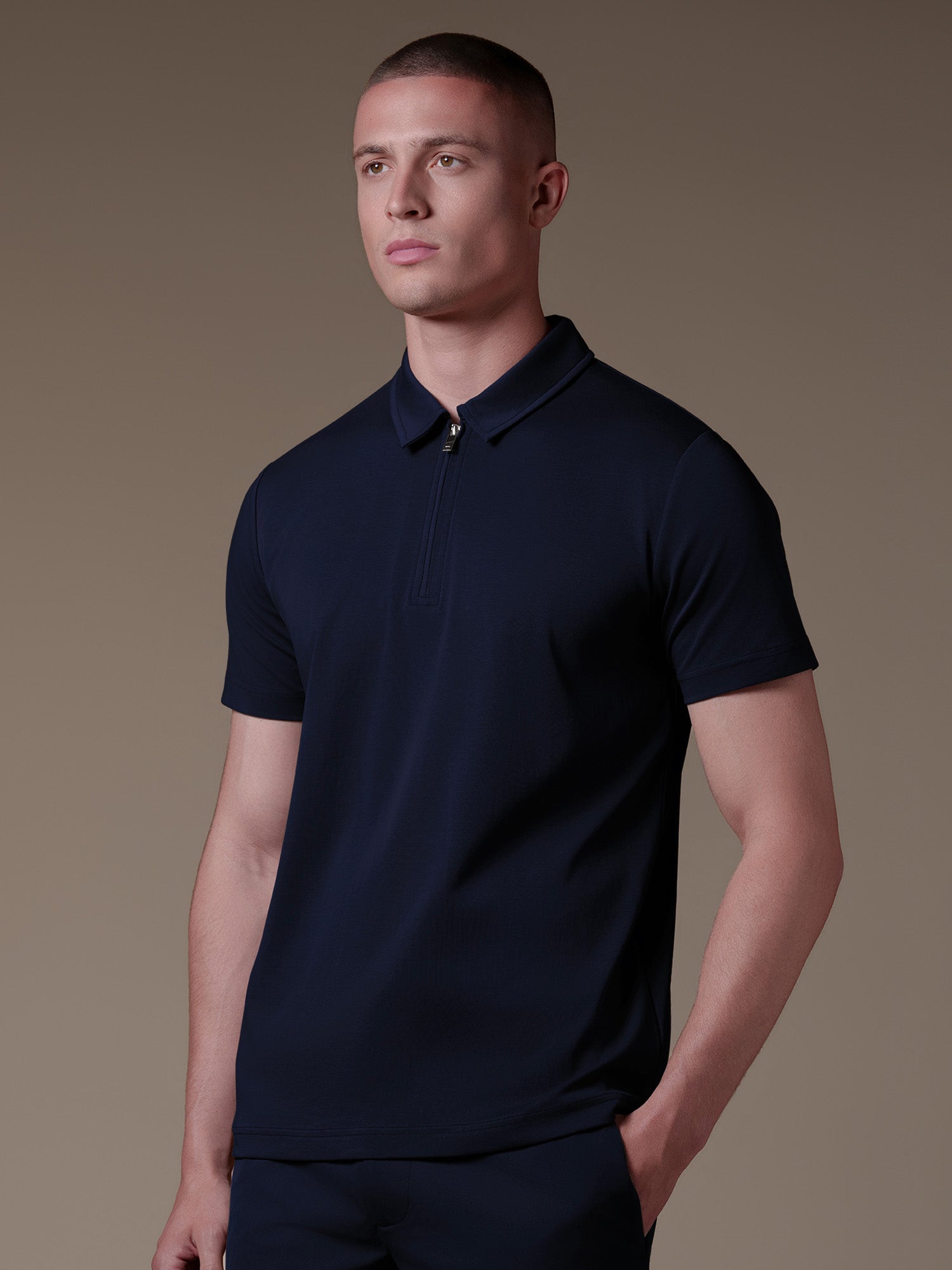 Lux Zipper Polo - Navy