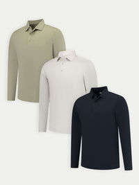 Lux Longsleeve Polo - Mixed 3 Pack - Earth Tones