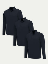 Lux Longsleeve Polo - Mixed 3 Pack - Navy