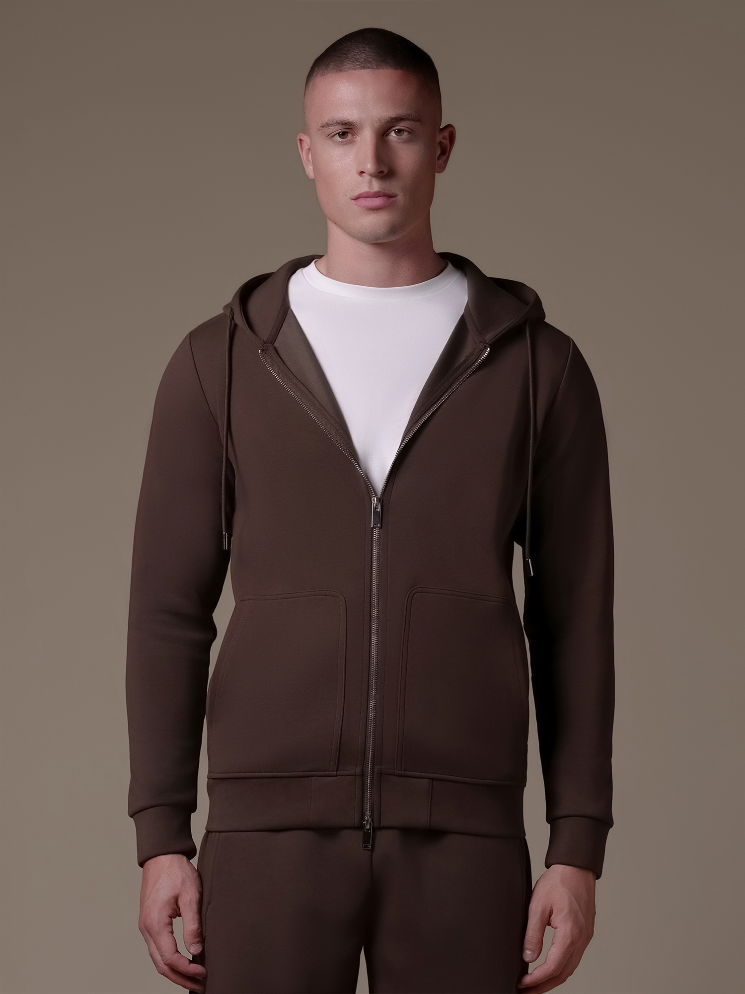 Interlock Flow Zip Hoodie - Brown