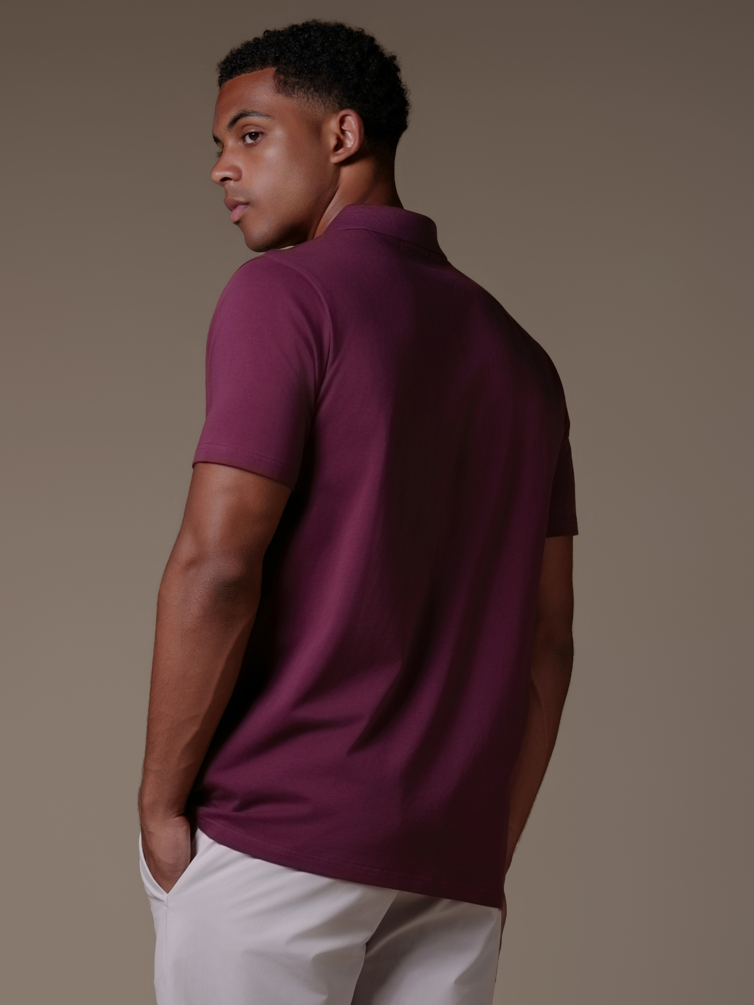 Buttonless Polo - Burgundy