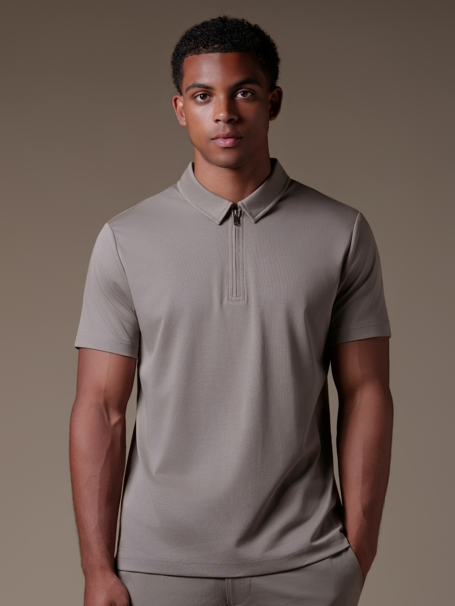 Lux Zipper Polo - Taupe