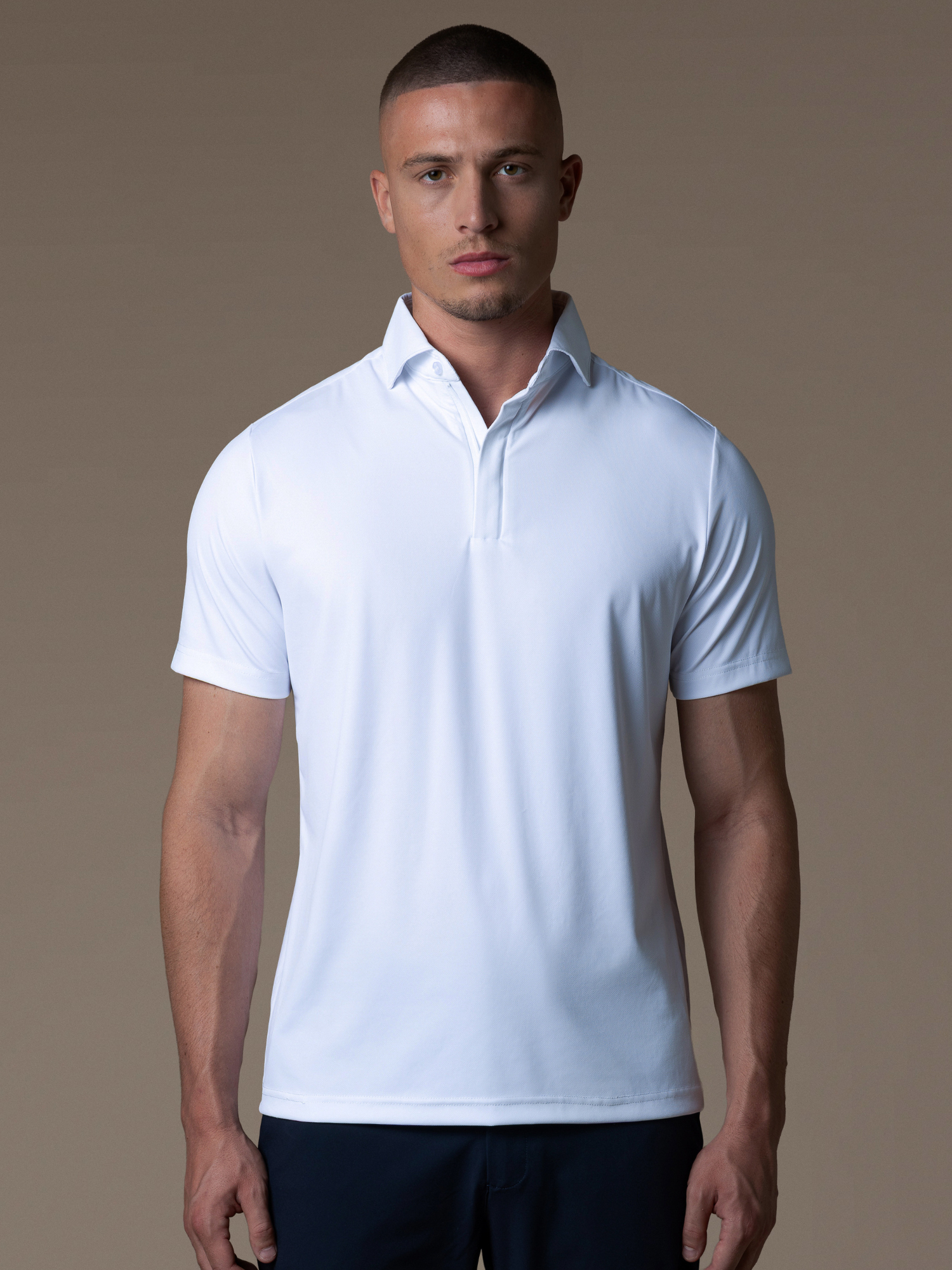 Tech Zipper Polo - White