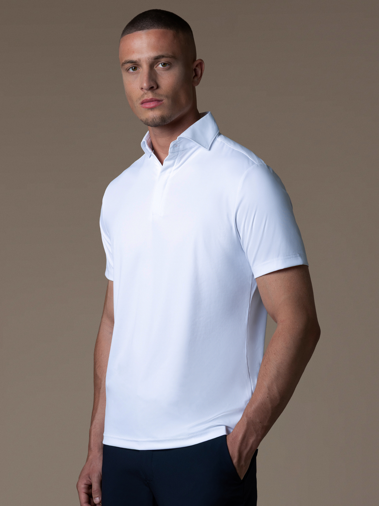 Tech Zipper Polo - White