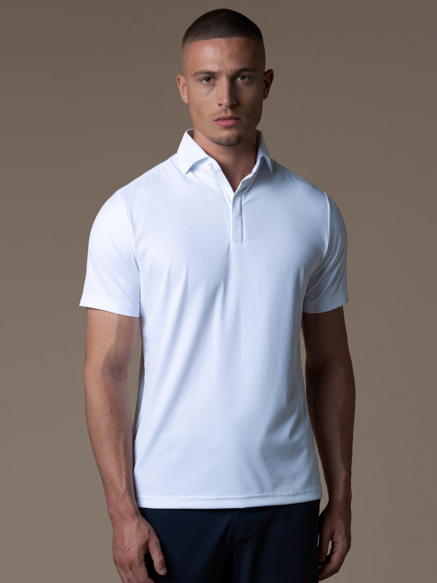 Tech Zipper Polo - White