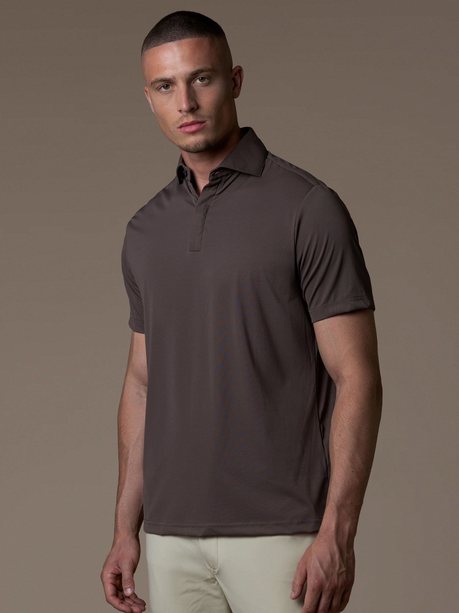 Tech Zipper Polo - Mocha