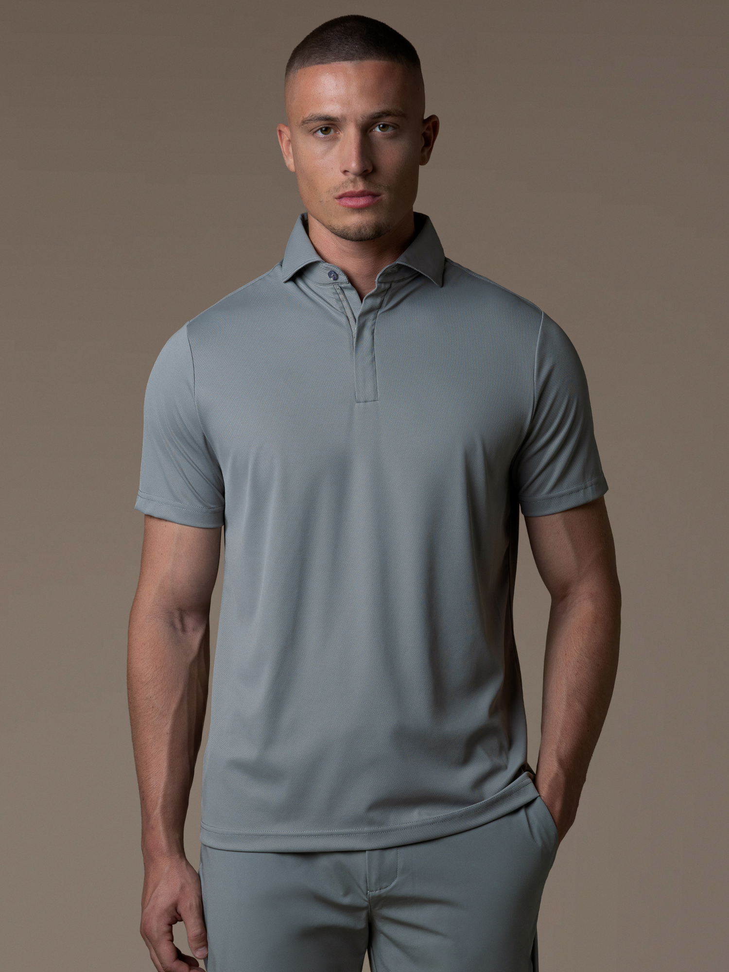Tech Zipper Polo - Grey