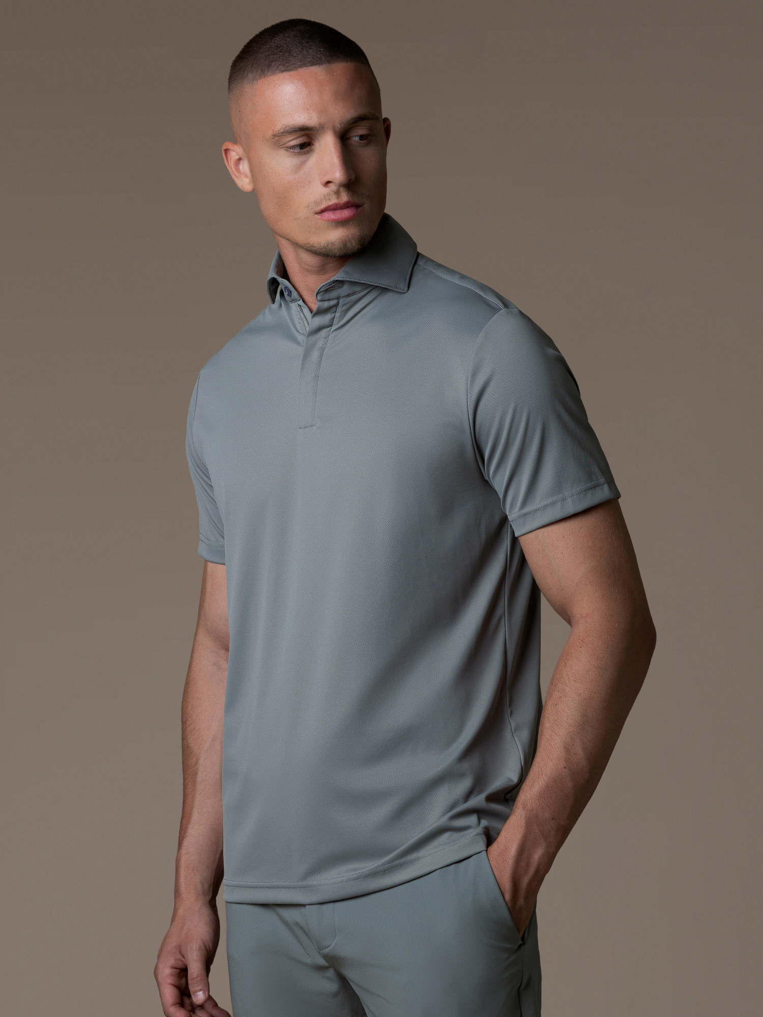 Tech Zipper Polo - Grey