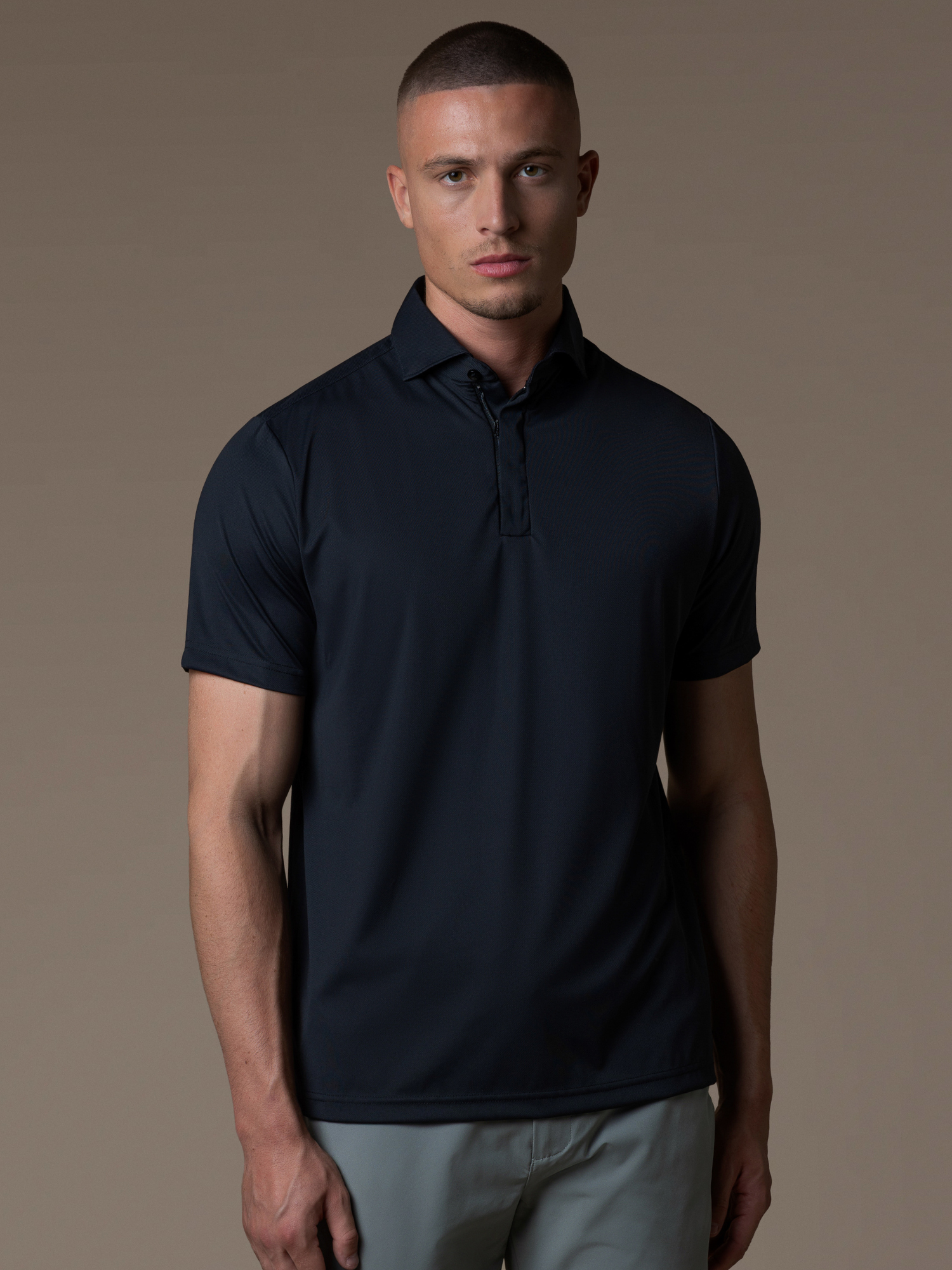 Tech Zipper Polo - Black