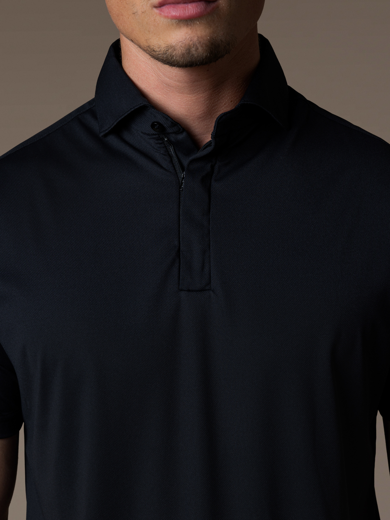 Tech Zipper Polo - Black