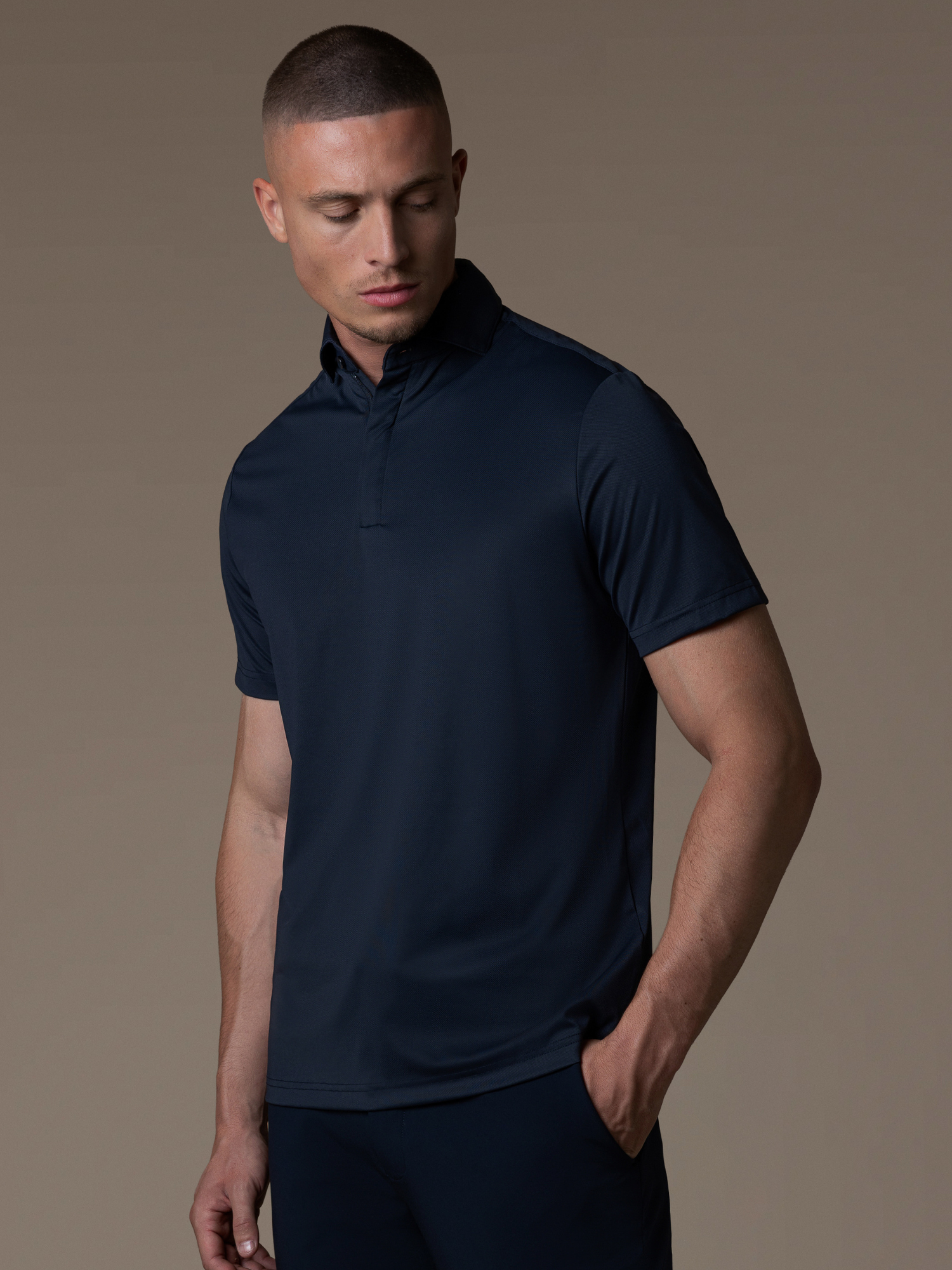 Tech Zipper Polo - Navy