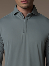 Tech Zipper Longsleeve Polo - Grey