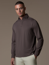 Tech Zipper Longsleeve Polo - Mocha