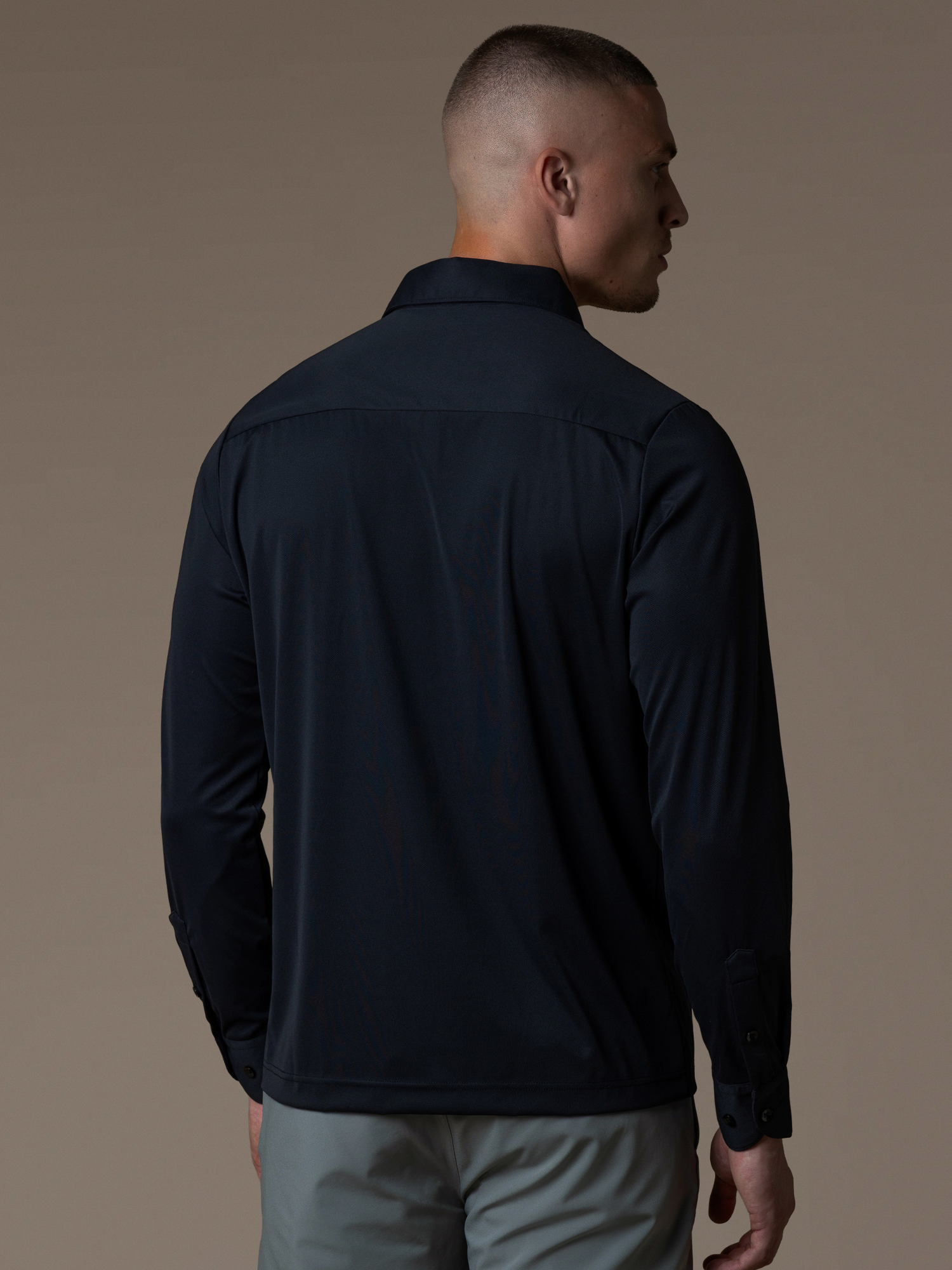 Tech Zipper Longsleeve Polo - Black