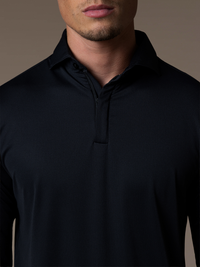 Tech Zipper Longsleeve Polo - Black