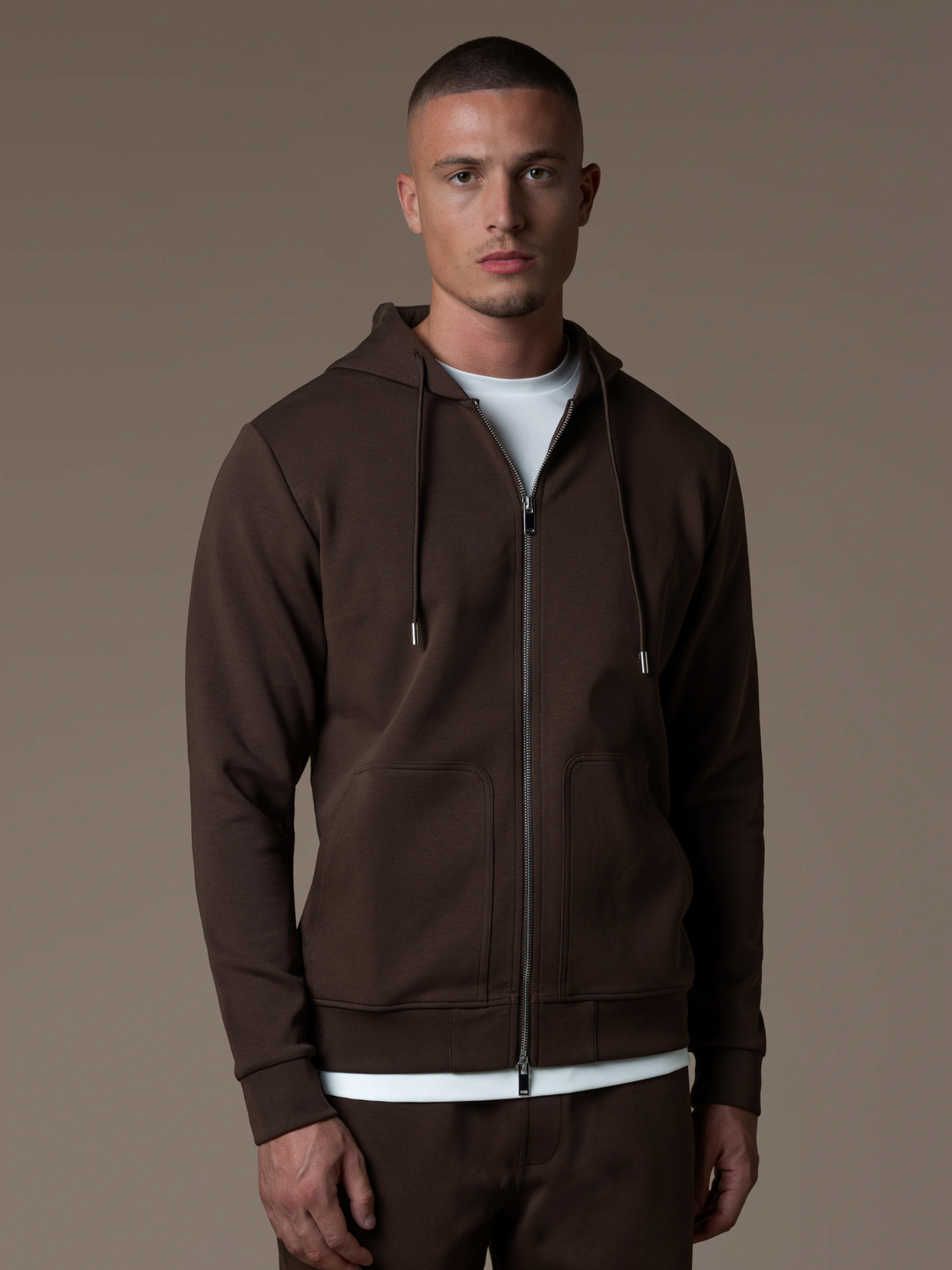 Interlock Flow Zip Hoodie - Brown