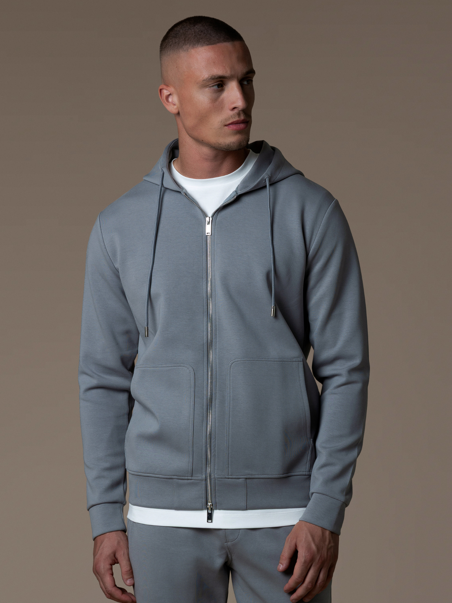 Interlock Flow Zip Hoodie - Grey