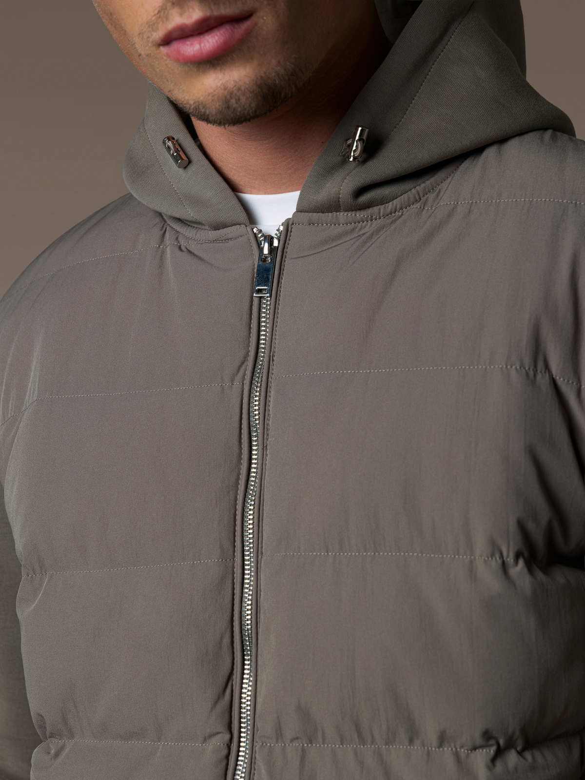 Hybrid Quilted Windbreaker - Taupe