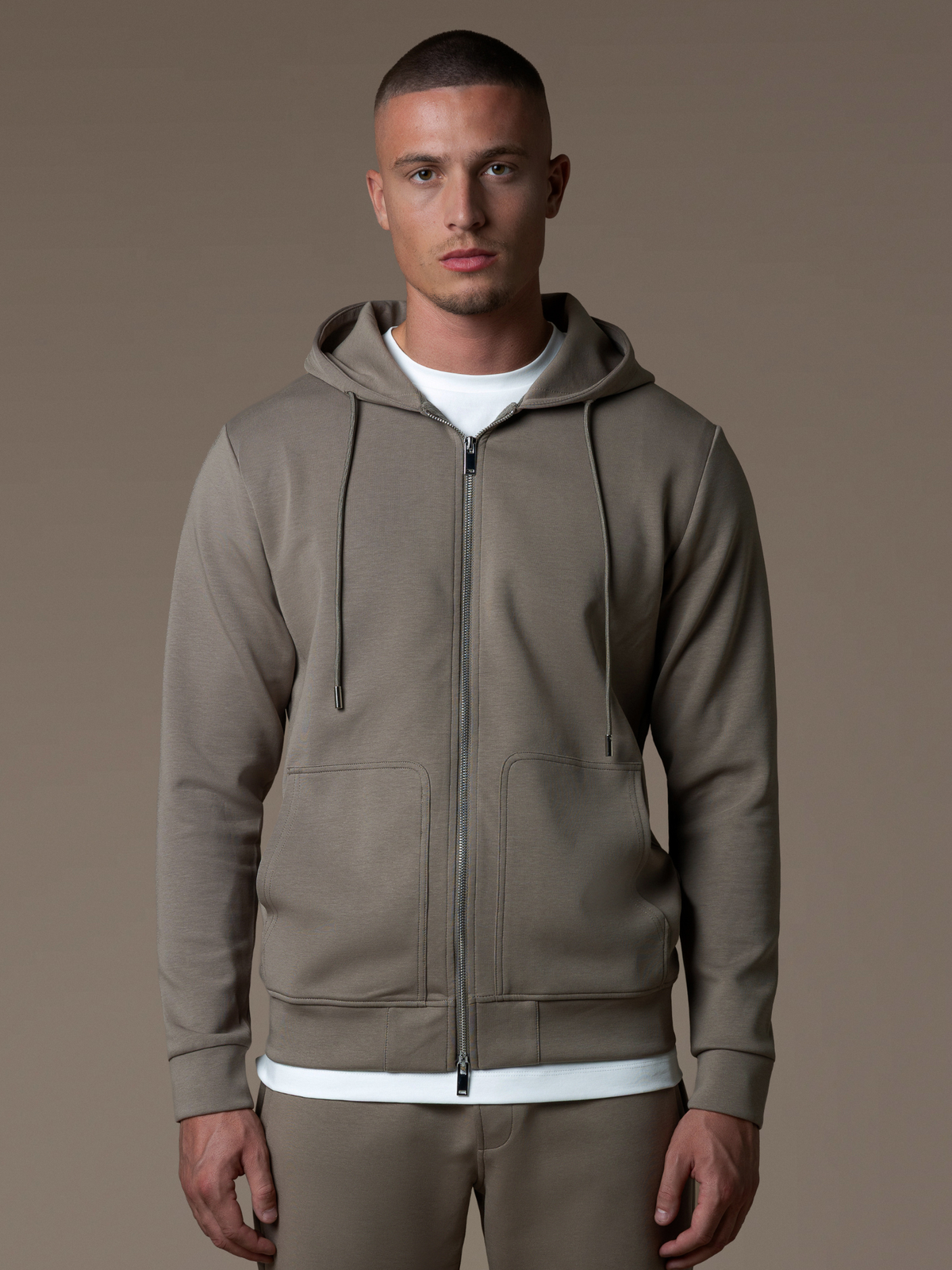 Interlock Flow Zip Hoodie - Taupe