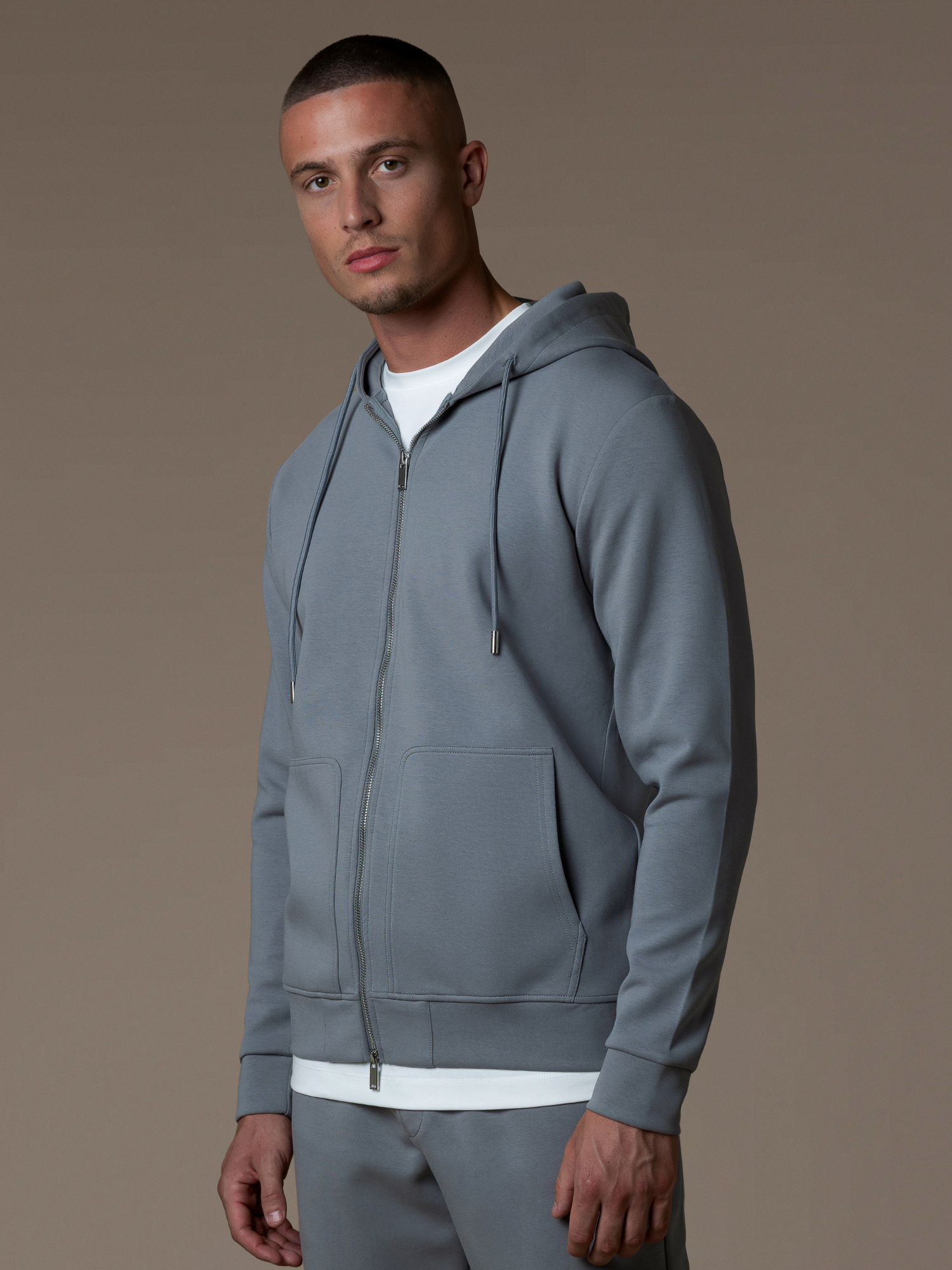 Interlock Flow Zip Hoodie - Grey