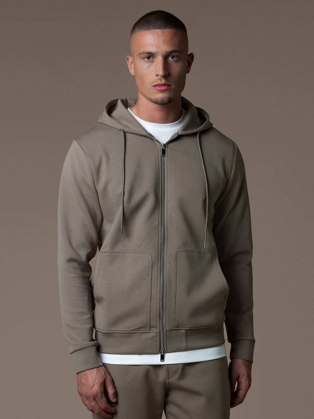 Interlock Flow Zip Hoodie - Taupe