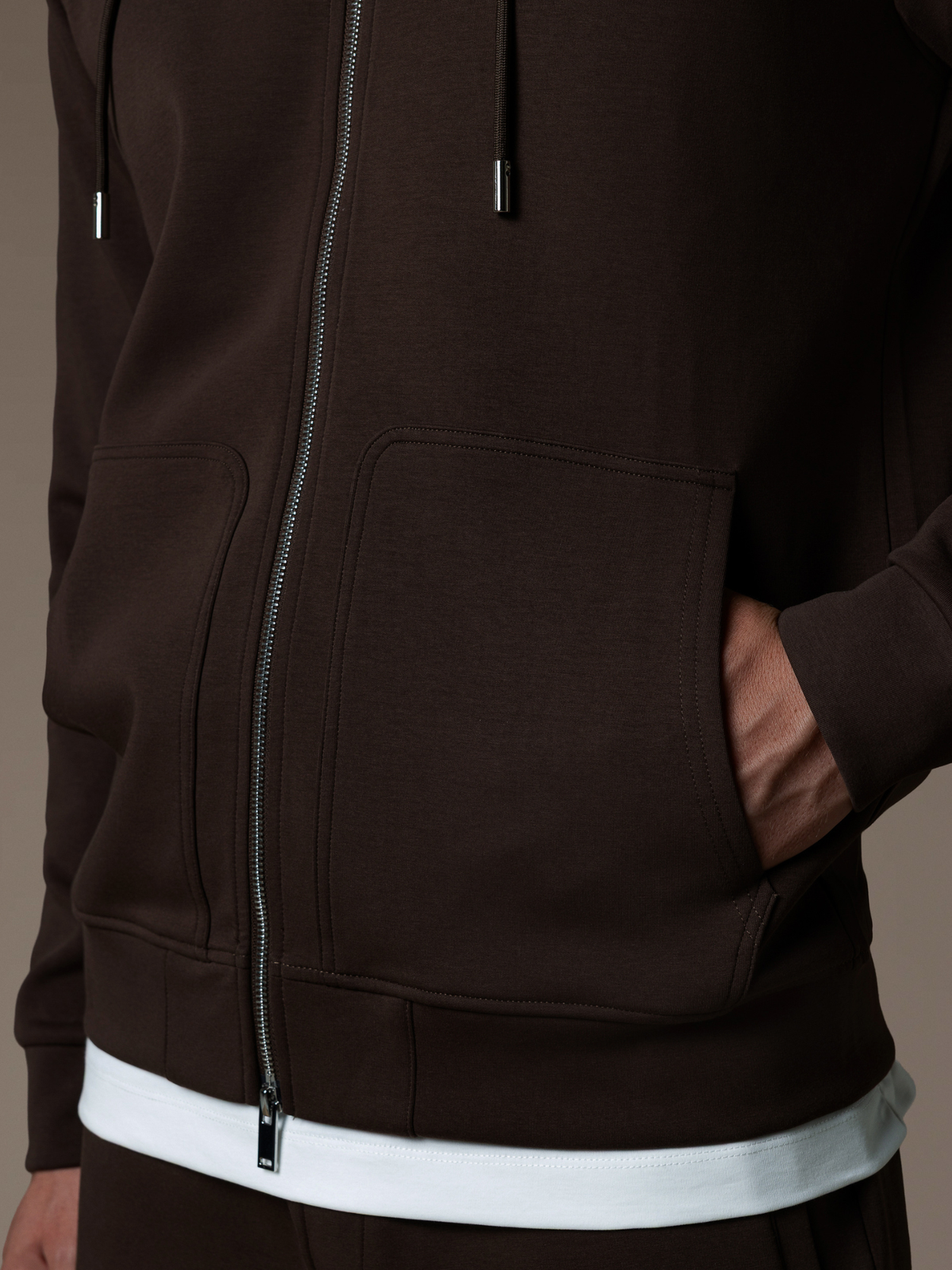 Interlock Flow Zip Hoodie - Brown