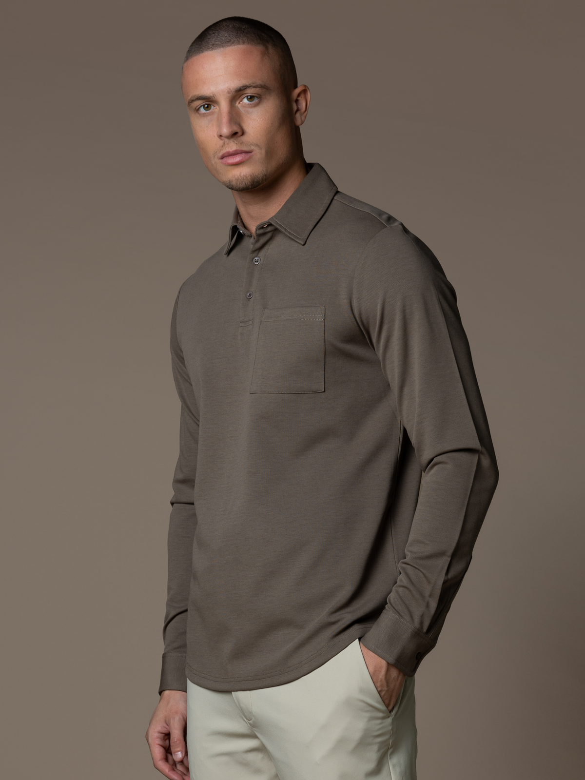 Como Longsleeve Polo - Taupe