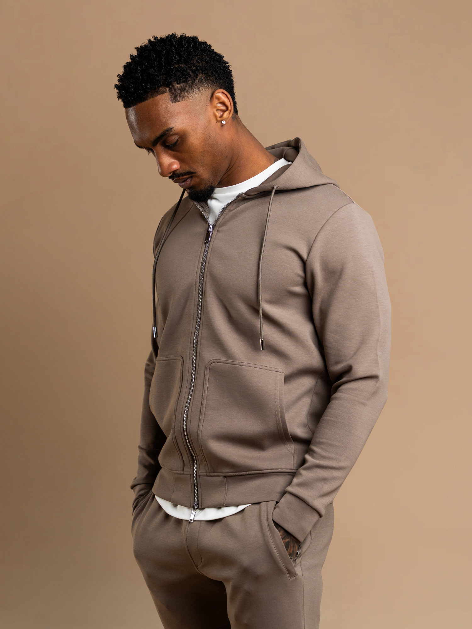 Interlock Flow Zip Hoodie - Taupe