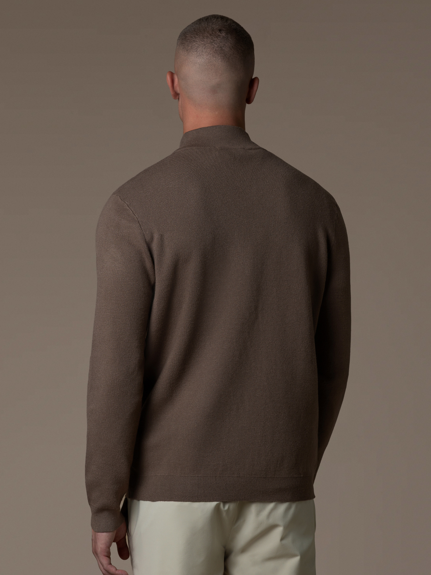 Knit Zip Cardigan - Brown