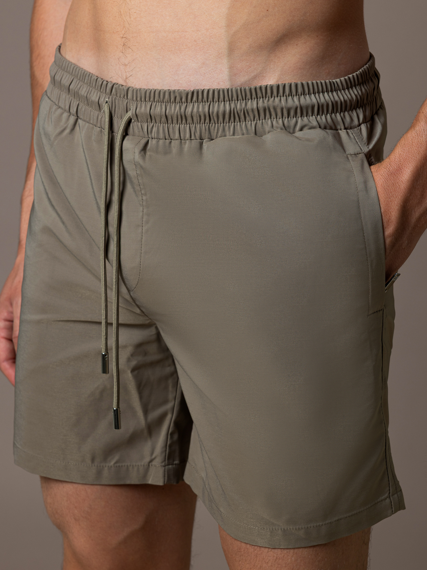 Zip Swim Short - Taupe