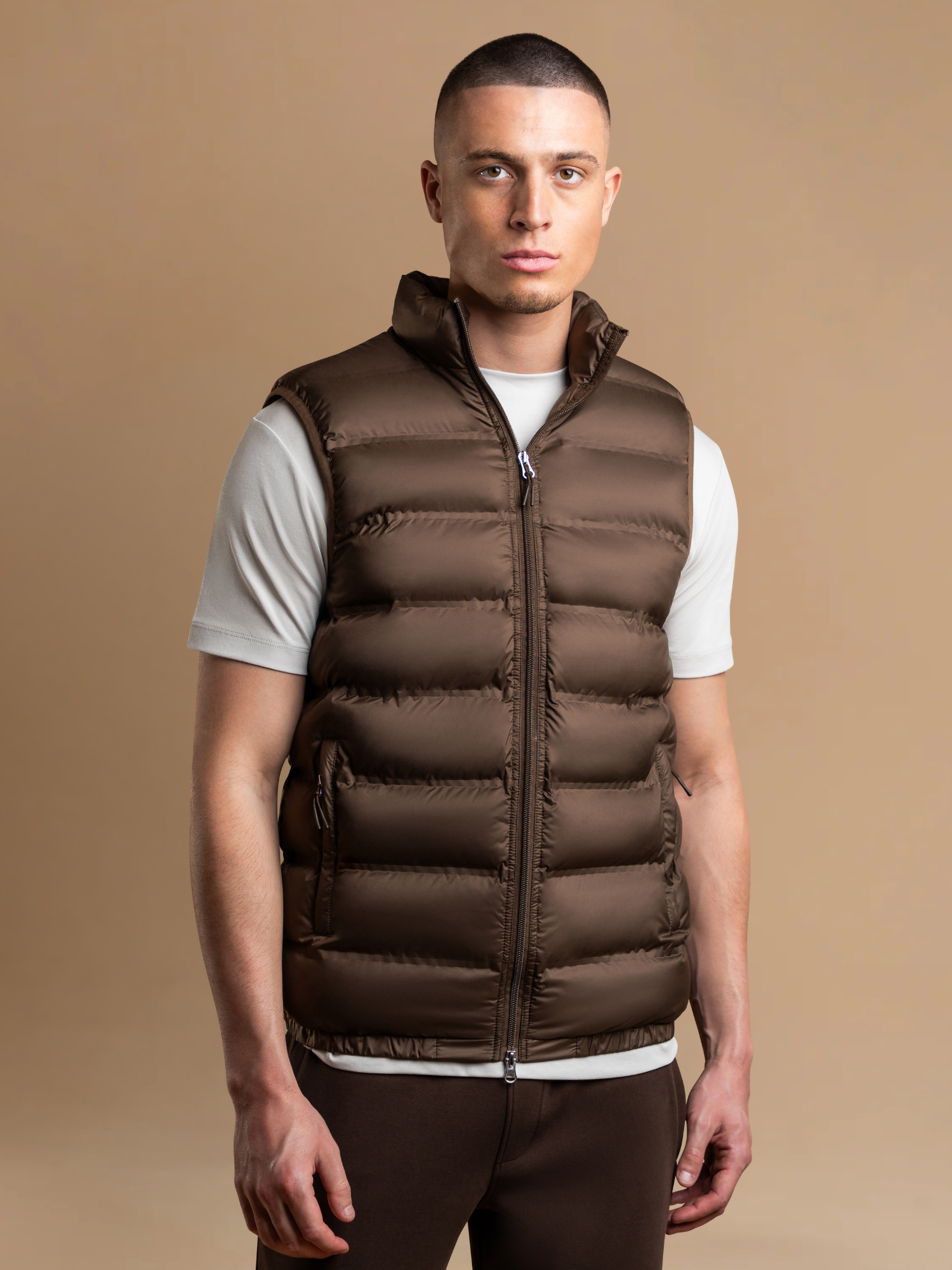 Tech Puffer Gilet - Brown
