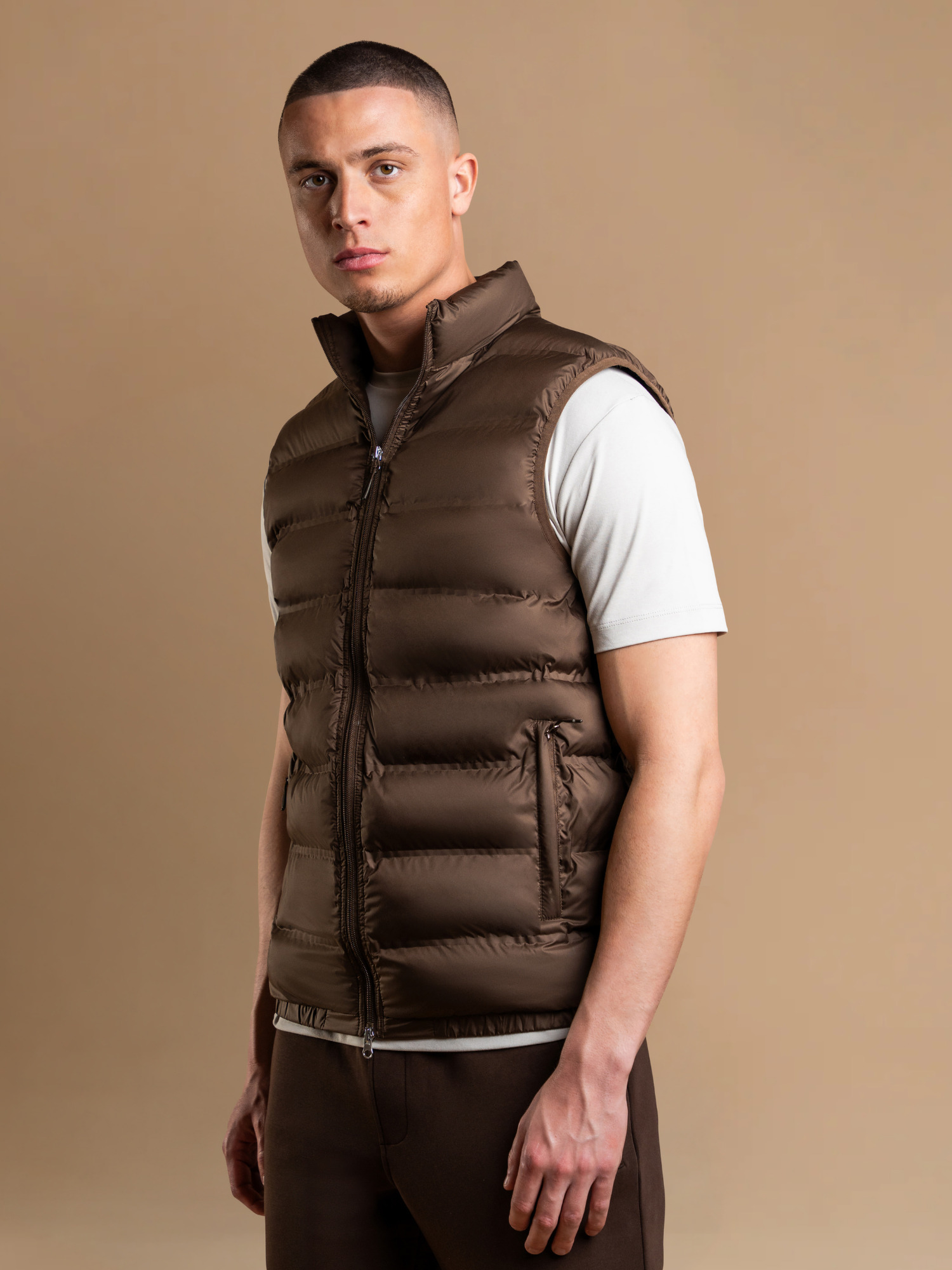 Tech Puffer Gilet - Brown